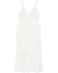 Sandro - Midi Floral V-Neck Dress - Lyst