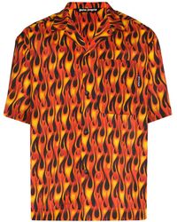 Hawaii camicia hawaii Hawaii Camicia viscosa arancione palme Hibiskus PAPPAGALLI