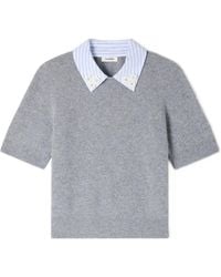 Sandro - Pullover Mit Abnehmbarem Gestreiftem Kragen - Lyst