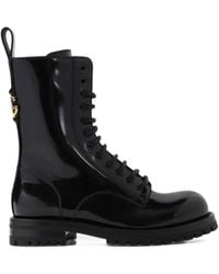 Dolce & Gabbana - Bottines Lacées À Plaque Logo - Lyst