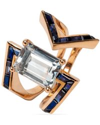 Gaelle Khouri - 18Kt Rose Figure Particulière Sapphire And Tourmaline Ring - Lyst