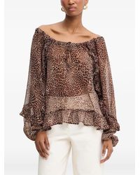 Morgan - Ruffled Animal Print Top - Lyst