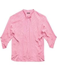 Balenciaga - Logo-jacquard Silk Shirt - Lyst