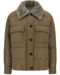 Brunello Cucinelli - Quilted Sherling-Collar Padded Coat - Lyst