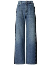 Pinko - Lace-Trim Wide-Leg Jeans - Lyst