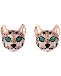 Boucheron - 18kt Rose Gold Fuzzy The Leopard Diamond And Emerald Earrings - Lyst
