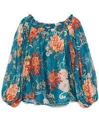 ALÉMAIS - Floral-Print Off-Shoulder Blouse - Lyst