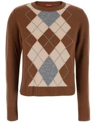 Max Mara - Argyle-Pattern Sweater - Lyst