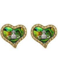 Vivienne Westwood - Petra Heart Crystal-Embellished Stud Earrings - Lyst