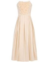 Elisabetta Franchi - Floral-Embroidered Panel Midi Dress - Lyst