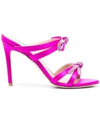 Stuart Weitzman - Crystal-Embellished Bow Sandals - Lyst
