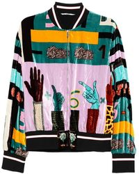 Valentino Garavani - Graphic-Print Velvet Bomber Jacket - Lyst