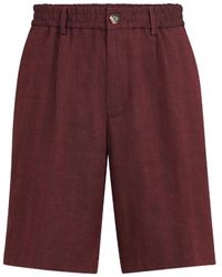 Brunello Cucinelli - Linen And Virgin Wool Chevron Bermuda Shorts - Lyst
