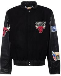 Jeff Hamilton - Chicago Bulls Leather-Sleeve Bomber Jacket - Lyst