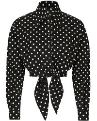 Dolce & Gabbana - Polka-dot Cropped Shirt - Lyst