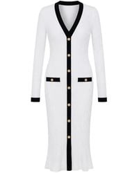 Guess - V-Neck Midi Dress - Lyst