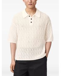 AllSaints - Crochet-Knit Short-Sleeve Polo Shirt - Lyst