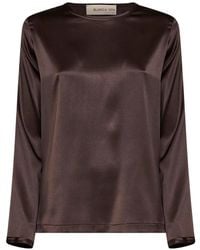 Blanca Vita - Raw-Edge Long-Sleeve Blouse - Lyst