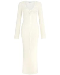 Violante Nessi - Cristina V-Neck Long-Sleeve Midi Dress - Lyst