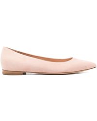 Gianvito Rossi - Suede Pointed-toe Ballerina Shoes - Lyst