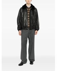 Ssstein - Mouton-Collar Leather Zip Jacket - Lyst