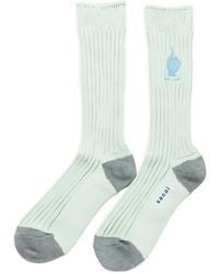 Sacai - Ribbed-Knit Embroidered Socks - Lyst