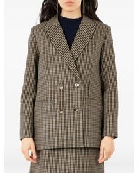 A.P.C. - Gingham-Check Double-Breasted Coat - Lyst