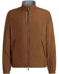 ZEGNA - Zip-Up Leather-Detail Jacket - Lyst