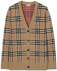 Burberry - Check Cotton Wool Cardigan - Lyst