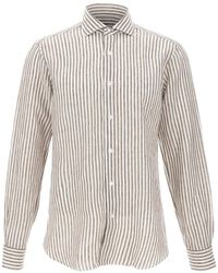 Barba Napoli - Striped Button Linen Shirt - Lyst