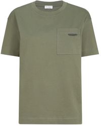 Brunello Cucinelli - Katoenen T-Shirt Met Zak - Lyst