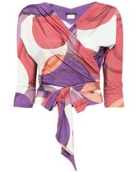 LE_RJTANGE® - Abstract-Print Wrap Blouse - Lyst