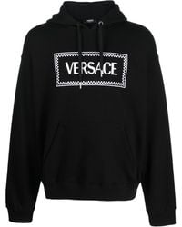 Versace - Hoodie With Contrasting Logo Lettering Print In Cotton - Lyst
