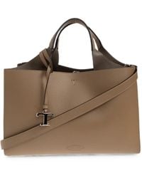 Tod's - Logo-Pendant Pebbled-Leather Tote Bag - Lyst