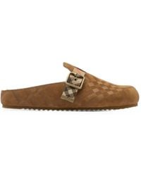 Burberry - Urchin Check-Pattern Buckle-Fastening Flat Mules - Lyst
