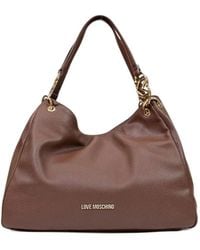 Love Moschino - Logo-Plaque Pebbled-Effect Tote Bag - Lyst