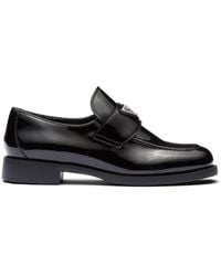 Prada - Triangle-logo Patent-leather Loafers - Lyst