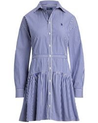 Polo Ralph Lauren - Cotton Stripe Mini Shirt Dress - Lyst