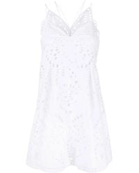 Alberta Ferretti - Broderie Anglaise Mini Dress - Lyst