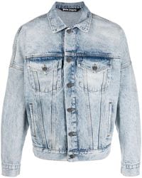 Palm Angels - Logo-Print Denim Trucker Jacket - Lyst
