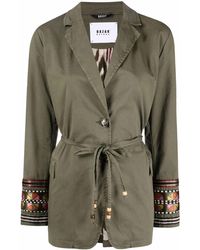 Bazar Deluxe Abstract-print Belted Jacket - Green