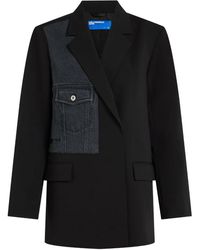 KARL LAGERFELD - Tailored Blazer With Contrasting Denim Patch Detail - Lyst