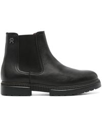 Tommy Hilfiger - Monogram-plaque Leather Ankle Boots - Lyst