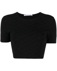 Alexander Wang - Logo-Jacquard Cropped T-Shirt - Lyst