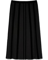 Ports 1961 - Velvet-Panelled Midi Skirt - Lyst