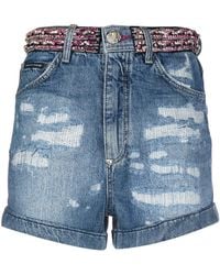 Philipp Plein - Rhinestone-embellished Denim Shorts - Lyst