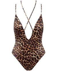 Maison Close - Leopard-Print Crossover-Strap Swimsuit - Lyst