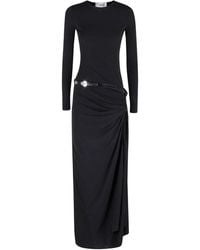 Coperni - Draped Midi Dress With Logo Belt - Lyst