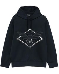 Emporio Armani - Eagle-Logo Diamond-Shaped Print Hoodie - Lyst