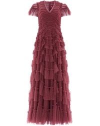 Needle & Thread - Aviana Ruffled V-Neck Maxi Dress - Lyst